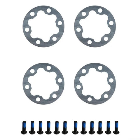 Silver 6 Hole Brake Gasket Set For 44mm Disc Rotors With 2mm And 5mm Aluminum Spacers For Electric Bikes, Scooters And Skateboards