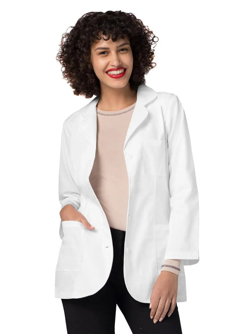 Women's Princess Cut Lab Coat 30 Inch Length With Front And Back Seams And Belt Detail, Two Patch Pockets And Chest Pocket With Pen Divider, White XXS Clinic Ready Nurse And Doctor Coat