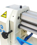 Built Tough Electric 50 Inch Heavy Duty Metal Roller showing metal rollers and foot pedal control for smooth sheet metal bending.