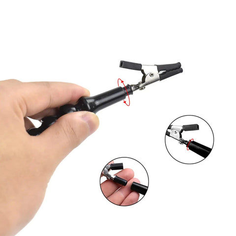 Close-up of Pro Grade Helping Hands Third Hand Soldering Station flexible arm with magnetic base and clamp for precision work