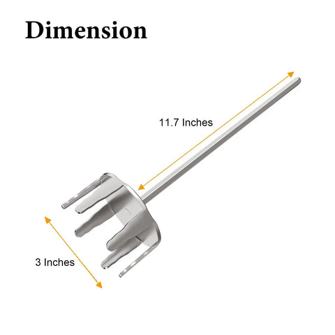 Heavy Duty 3 Inch Stainless Steel Pork Puller Electric Drill Attachment showing dimensions of 11.7 inches length and 3 inches width.
