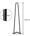18 Inch Heavy Duty Hairpin Furniture Legs For Nightstands Coffee Tables And Desks Made Of Durable Metal Black Finish
