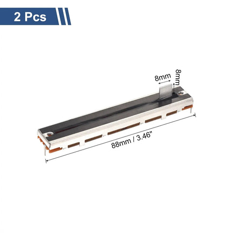 2 Pcs Linear Slide Potentiometer 10K Ohm 3 Pin With 8x8mm Knob 88mm Length 60mm Travel Fader Style Variable Resistors