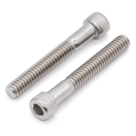 Kickass Set Of 20 Heavy Duty 1/4-20 By 3 Inch Socket Head Cap Screws Featuring Allen Hex Drive Crafted From Rock Solid 18/8 Stainless Steel 304 with visible socket heads.