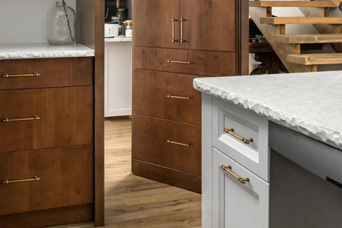 Kitchen cabinets with Six Pack Antique Brass Cabinet Pulls in Zinc Alloy for Kitchen and Furniture 5.04 Inch Center To Center 128mm