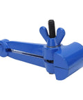 50mm Hand Vise For Machinists And DIYers, Cast Steel Clamp Tool With Locking Jaw And Non Slip Grips, Precise Clamping For Lightweight Workpieces, Great For Maintenance, Milling, And Small Scale Projects, blue hand vise angled side view