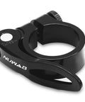 Aluminum Alloy Quick Release Bike Seat Clamp 34.9mm in black, side view, for Road MTB and Folding Bikes, showcasing easy adjustments.