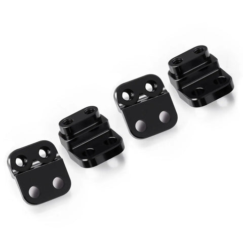 Aluminum Dual Hole 4mm Suspension Lift Shock Mounts For Axial 1 To 30 SCX30 K10 Bronco JLU Rock Crawler on white surface