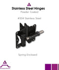 Self Closing Gate Hinge For Aluminum Gate With Heavy Duty Enclosed Spring Powder Coated Stainless Steel Horizontal Adjustable Black