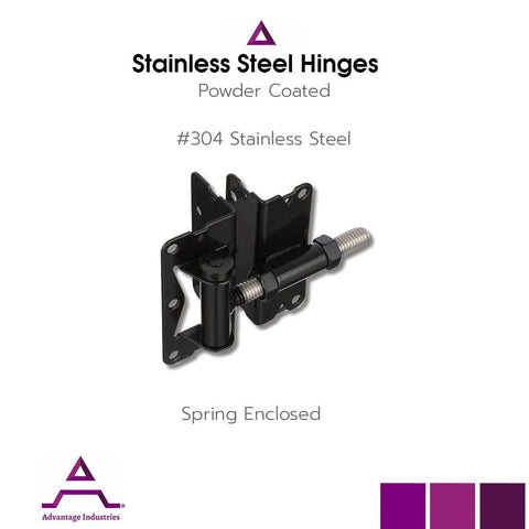 Self Closing Gate Hinge For Aluminum Gate With Heavy Duty Enclosed Spring Powder Coated Stainless Steel Horizontal Adjustable Black