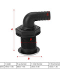 Black Nylon Through Hull Connector Marine Grade Fittings For Boats And RVs Versatile Drain Plug Hose 20mm 90 Degree Angled Fitting