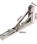 Heavy Duty Stainless Steel L Shaped Shelf Brackets With Corrosion Resistant Wall Supports For Kitchen And Bedroom Storage dimensions 250mm x 400mm