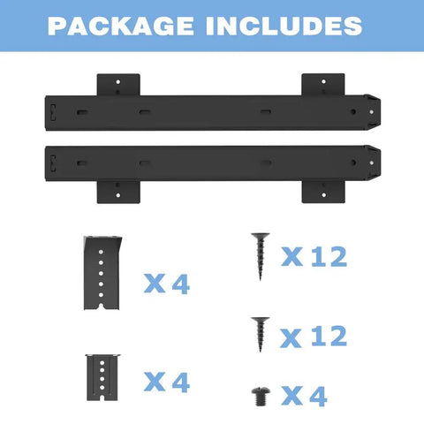 Package contents of Built Tough Metal 14 Inch Ball Bearing Drawer Slides Three Quarter Extension Underdesk Keyboard Tray Slide Black.