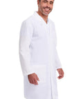 Unisex 40 Inch Scrub Lab Coat With Notched Lapel And Four Button Front For Medical Pros And Students White Pro Grade Medical Attire All Day Comfort Style 83403 XL