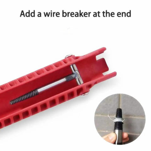 8 In 1 Faucet And Sink Installer Tool With Pro Grade Build And Anti Slip Grip, durable red finish, showing wire breaker.