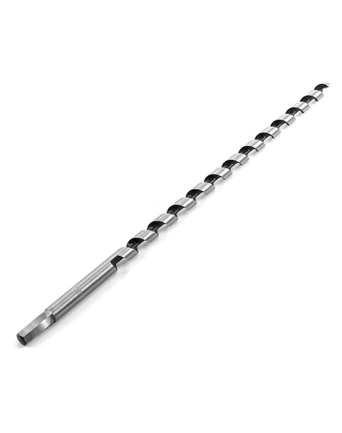 Wood auger drill bit, 1/2 inch diameter, 16 inch length, 3/8 inch hex shank