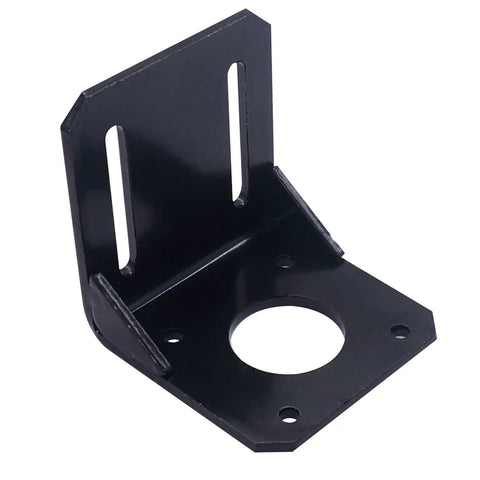 Two Pack 42mm NEMA17 Stepper Motor Mounting Bracket Set Alloy Steel L Shaped 90 Degree With Screws And Nuts Anti Rust For Small Gear Motors DIY Robotics CNC Projects And 3D Printer Builds, close-up view of single bracket