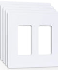 Screwless Decorator Wall Plate 2 Gang Outlet Cover For Light Switches And Power Plugs Built Tough Polycarbonate White Finish