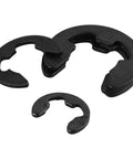580 Piece E Type Retaining Ring Set with Black Carbon Steel External Snap Rings 1.5mm to 10mm range, close-up of rings
