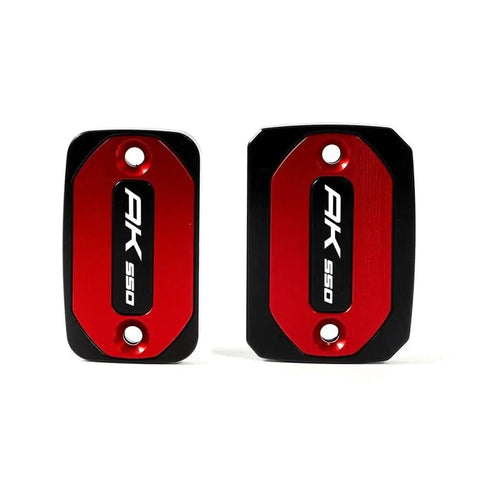 CNC Aluminum Dope Brake Fluid Reservoir Cap For Motorcycle Front Brake And Clutch System Fuel Tank Cover Built Tough 6061 T6 Filler Cap Fits AK550 AK 550 2017 2018 2019 2020 2021 - red and black design