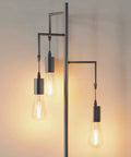 Farmhouse Industrial Tree Floor Lamp With 3 Edison LED Bulbs For Living Room, Bedroom And Office, close-up of bulb arrangement