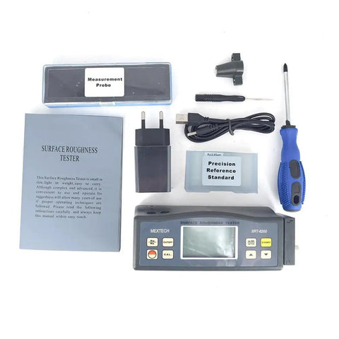 Beast Mode Digital Surface Roughness Tester With Ra And Rz, Ra 0.05-10.00 Micrometers (1.000-400.0 Microinches), Rz 0.020-100.0 Micrometers (0.780-4000 Microinches), Portable Surface Roughness Meter With Inductive Sensor And Built In Battery, with probe, charger and manual
