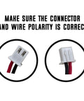 Close-up of connector and wire polarity for Five Pack Ni Cad AA 650mAh Rechargeable Battery Pack For Exit Signs And Emergency Lights 4.8V