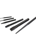 Six Piece Punch And Chisel Alignment Set With Pin Punches Center Punch And Lineup Tool for precise metalworking tools on white