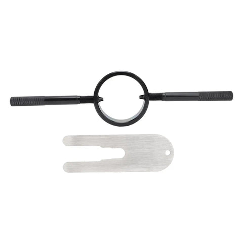 Motorcycle Fork Spring Compressor Kit With Aluminum Handles Radial Pin Spanner For Coil Spring Service, black tool and plate