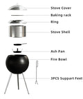 Smokeless Outdoor Fire Pit For Backyards And Patios 19.6 Inch Solo Bonfire Pit With Removable Ash Pan diagram showing parts