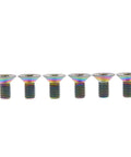 Top Shelf Gr5 Titanium Bolts M5 X 10 mm Hex Socket Countersunk Head 6 Piece Rainbow Finish displayed from the front.
