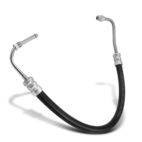 Ford Heavy Duty Power Steering Pressure Hose Line Assembly For F 250 F 350 F 450 F 550 Super Duty And Excursion 1999 2004 With O Ring Hydraulic Brake Booster To Gear Plug And Play Install Durable Workhorse Performance, black rubber-based hose with metal fittings.