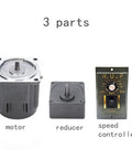 AC Gear Motor Reducer 110V 40W 15K Single Phase Gear Motor With Reversible Drive And Variable Speed Controller components shown