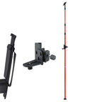Telescoping Laser Pole With Adjustable 1/4-20 Mount For Rotary And Line Lasers, 13 Ft Extendable Aluminum Leveling Pole With Rotating Bracket And 5/8-11 Adapter, Heavy-Duty Mounting Accessory For Construction And Surveying, red aluminum pole with mount and bracket