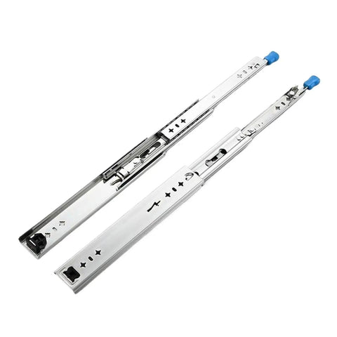 Beefy Heavy Duty Locking Drawer Slides For Kitchen And Dining, 53W Capacity, blue zinc plated rails with smooth glides, OEM quality