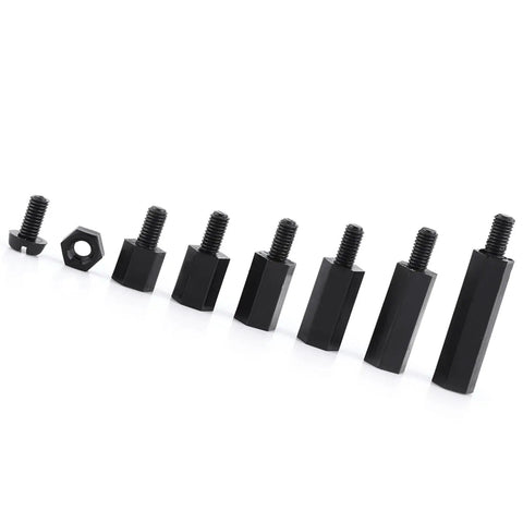 DIY Ready M2 Nylon Standoff Spacers Kit 250 Piece Assortment Hex Female Threaded Columns PA66 Insulated Non Conductive Spacers for PCB Boards and Electronics Projects black nylon hex standoffs