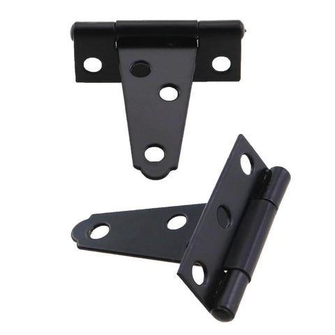 4Pcs 2 Inch Black T Shaped Iron Door Hinges With 6 Locating Screw Holes For Outdoor Use Galvanised Finish Suitable For Barn Gates Shutters Fences