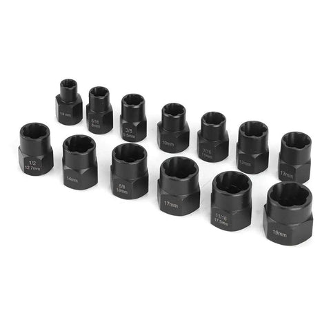 Bolt And Nut Removal Extractor Socket Tool Kit With Beast Grip For Tough Bolts, 3/8 Inch Square Drive, Chrome Vanadium Construction
