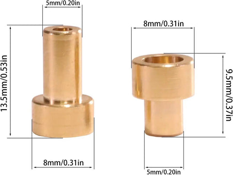 6 Piece Metal Brass Body Lift Spacer Kit For 1/12 MN82 LC79 RC Cars, CNC Precision Machined Upgrade To Fit Larger Wheels And Prevent Tire Rubbing In Turns., brass spacer dimensions 5mm x 8mm x 13.5mm