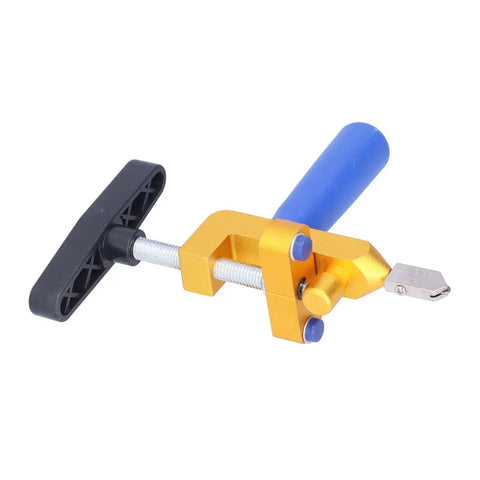 Handheld Glass Tile Cutter, Dope Pro Grade Manual Glass Cutter in aluminum alloy for 3 to 15mm mirror and tile, with blue handle.