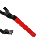 Adjustable Pin Spanner Wrench For Angle Grinders, Real Tough Tool Steel Build, with red rubber grip and adjustable pins.