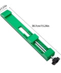 Essential Cutting Machine Base Plate Guide With Circular Clip, 38.7cm long, green ABS material, for precision straight cuts.