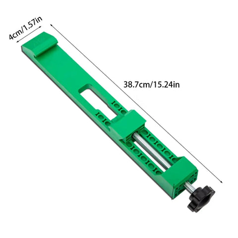 Essential Cutting Machine Base Plate Guide With Circular Clip, 38.7cm long, green ABS material, for precision straight cuts.