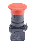 Beefy Industrial Stop Push Button Switch 1NO1NC, 22mm M22 Mount, Heavy Duty Momentary or Maintained Action, Red Resettable Stop Button