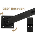 Barn Door Lock Hardware Heavy Duty Metal Gate Latch 3 Pack view showing 360° rotation feature of latch and mounting plate.