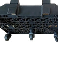 Underside view of Spinner Wheelbase Luggage Cart For Bags And Pet Carriers With Secure Luggage Strap And Lightweight 2.9 Lb Build showcasing wheels