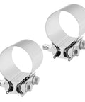 2.5 Inch Exhaust Clamp Set, Polished T304 Stainless Steel Butt Joint Seal Band Sleeve Coupler, Universal OD To OD Fit, 2 Pack
