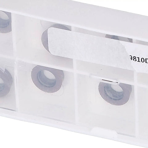 10 Piece Carbide Turning Insert Set For CNC Lathe Milling Machine Tools in storage container with visible blades.