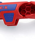 Workhorse Ergostrip Cable Stripping Tool with Ergonomic Pistol Grip, red and blue plastic design, open for cable stripping