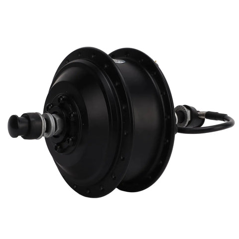 36 Volt 250 Watt Rear Wheel Hub Motor Built Like A Tank With Aluminum Alloy Frame showing black gear hub with cable.